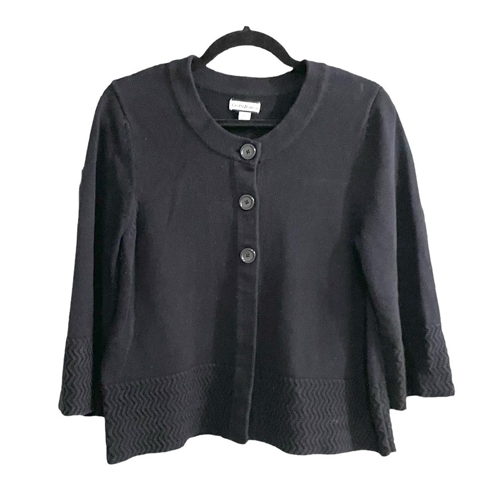 CROFT & BARROW Cotton Crew Neck Button Front Cropped Cardigan Sweater L